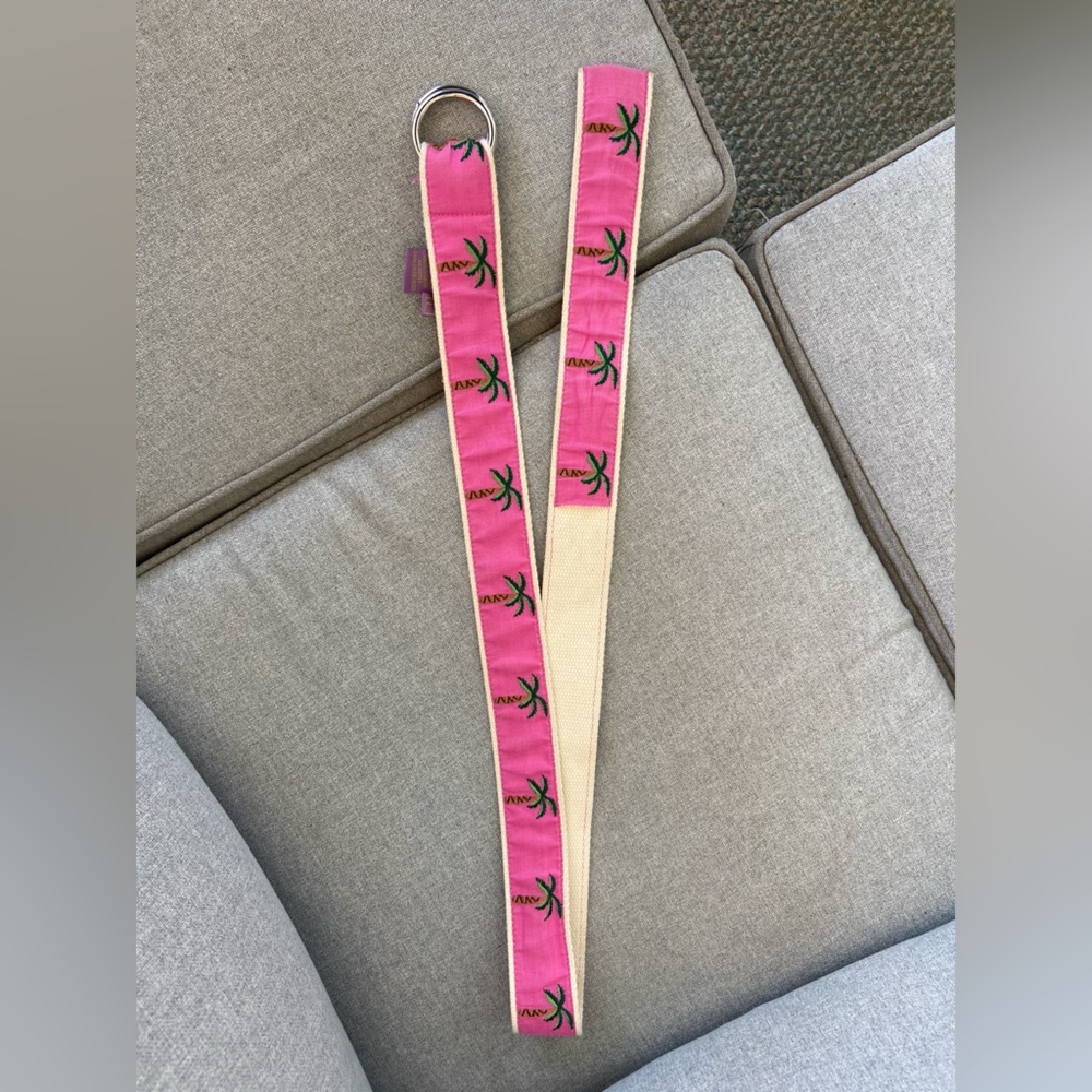 Pink and Cream Belt with Palm Tree Design